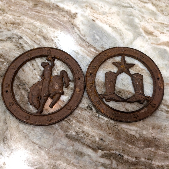 Hand Crafted Other - Cast Iron Bronco & cowboot decor